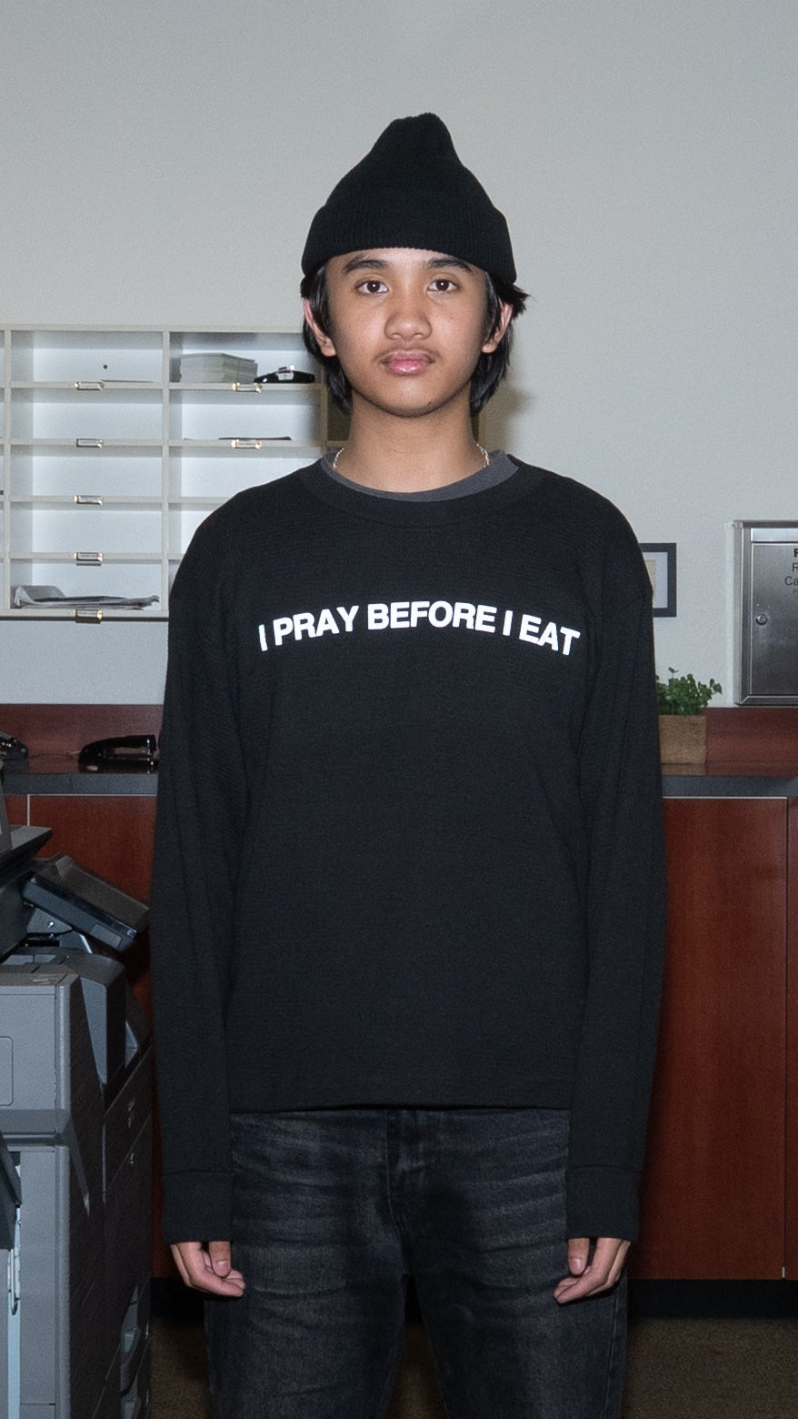 I Pray CROPPED Black Thermal